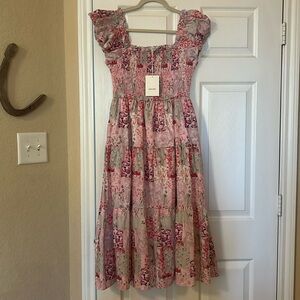NWT Aureum patchwork puff sleeve dress